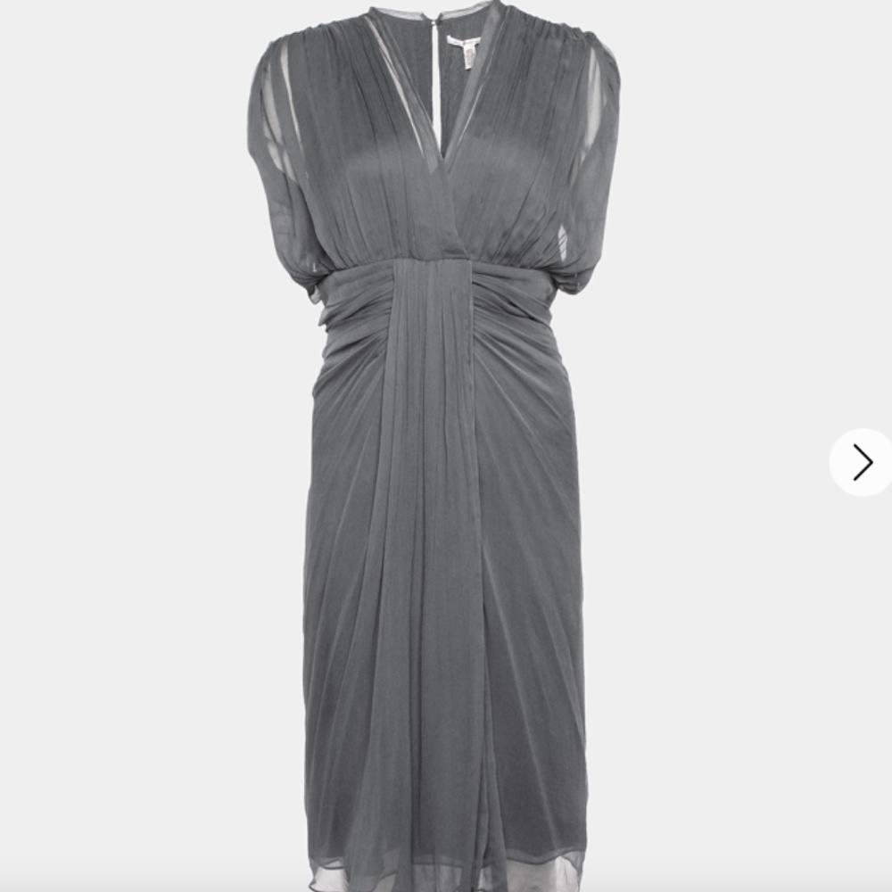 Black Diane von Furstenberg Silk Chiffon Tulle Midi Dress